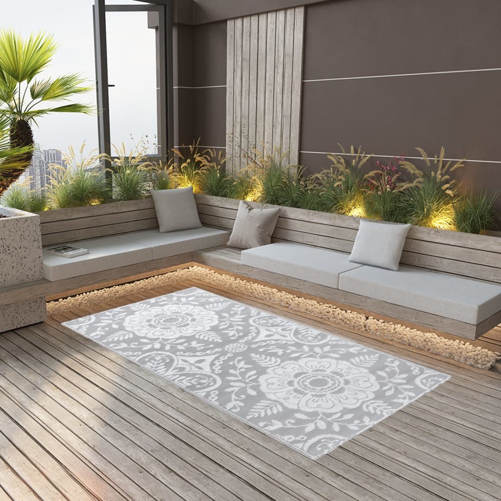vidaXL Outdoor Rug ARAKIL Light Grey 80x150 cm PP