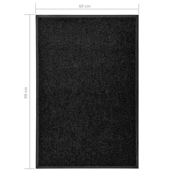 vidaXL Washable Doormat Black 60x90 cm