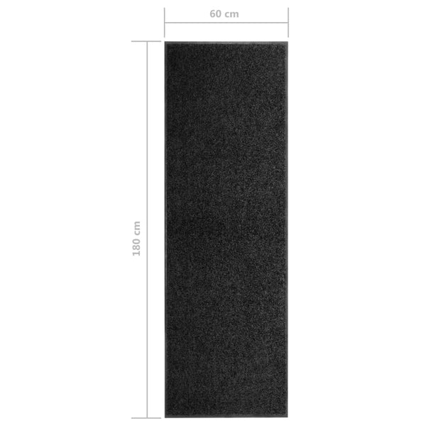 vidaXL Washable Doormat Black 60x180 cm