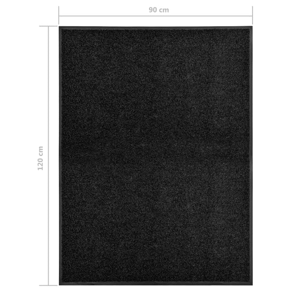 vidaXL Washable Doormat Black 90x120 cm