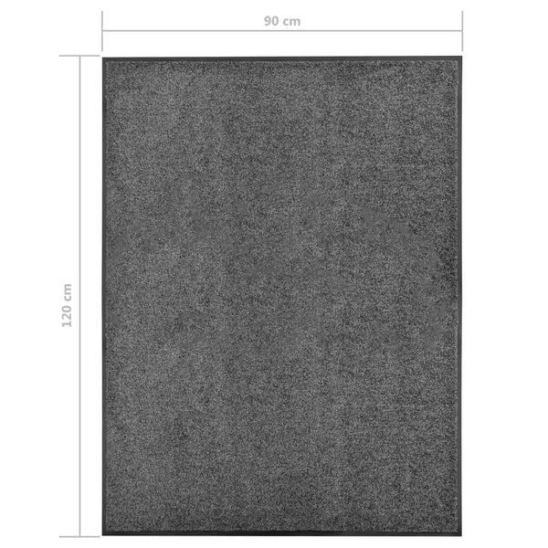 vidaXL Washable Doormat Anthracite 90x120 cm