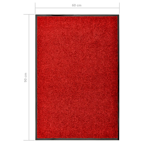 vidaXL Washable Doormat Red 60x90 cm