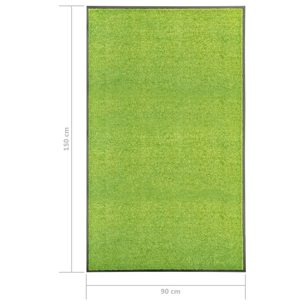 vidaXL Washable Doormat Green 90x150 cm