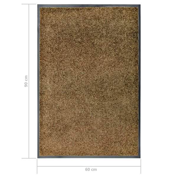vidaXL Washable Doormat Brown 60x90 cm