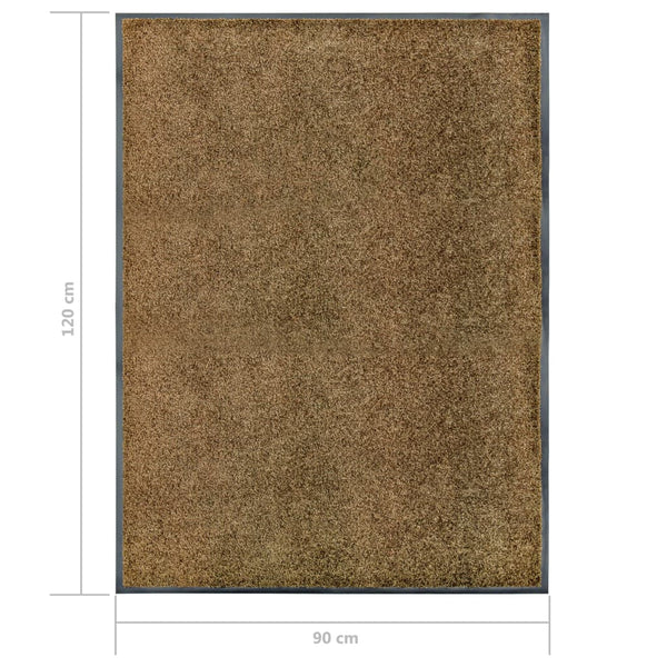 vidaXL Washable Doormat Brown 90x120 cm