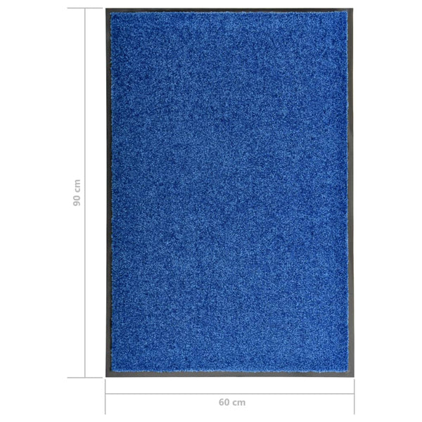 vidaXL Washable Doormat Blue 60x90 cm