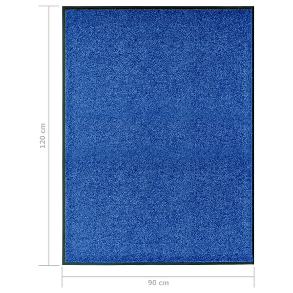 vidaXL Washable Doormat Blue 90x120 cm