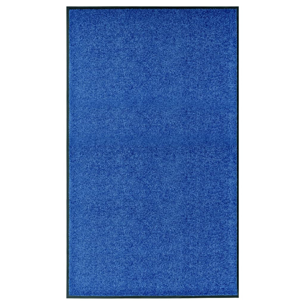 vidaXL Washable Doormat Blue 90x150 cm