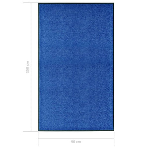 vidaXL Washable Doormat Blue 90x150 cm