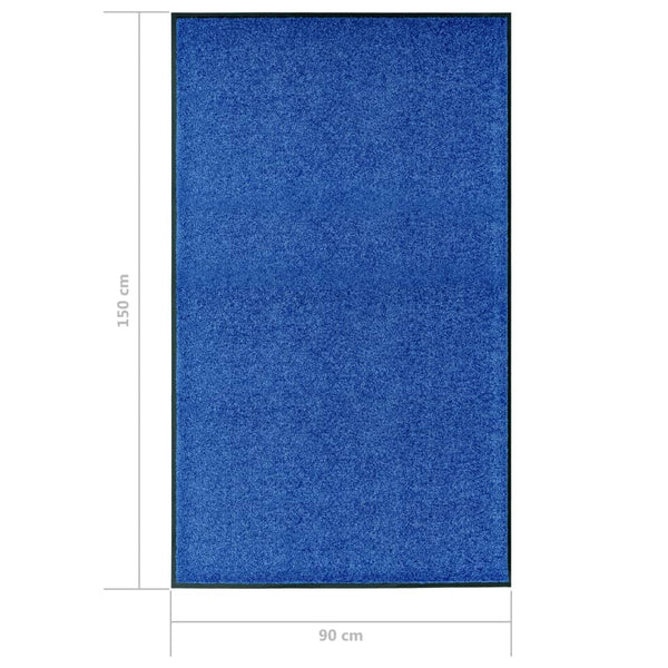 vidaXL Washable Doormat Blue 90x150 cm