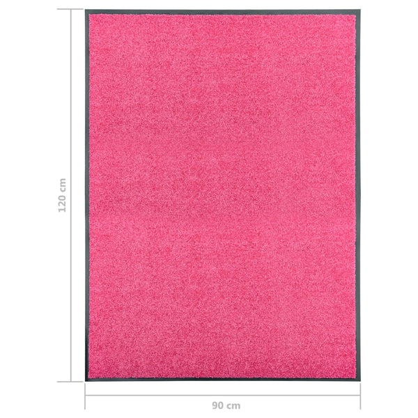 vidaXL Washable Doormat Pink 90x120 cm