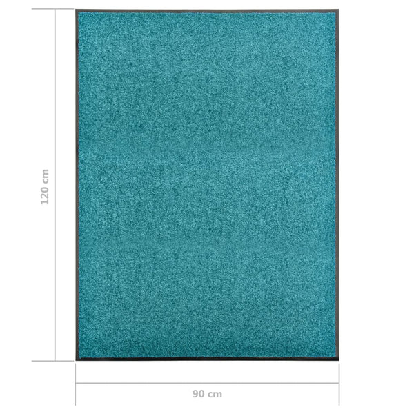 vidaXL Washable Doormat Cyan 90x120 cm