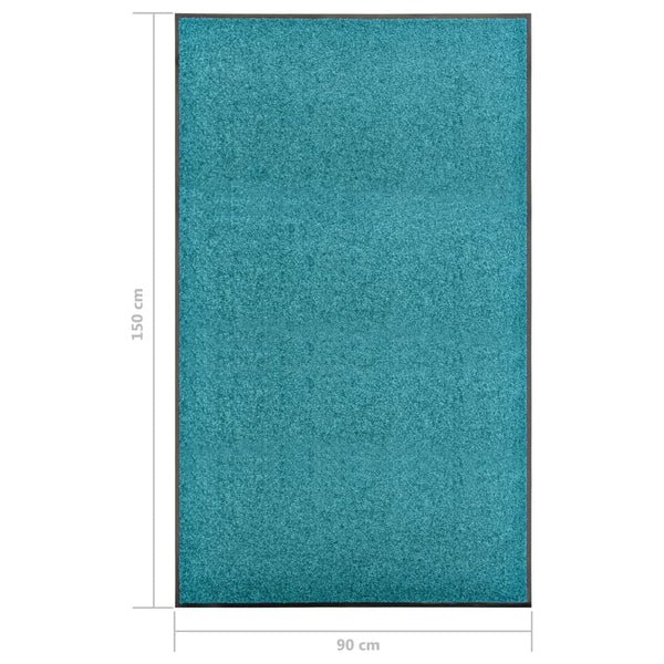 vidaXL Washable Doormat Cyan 90x150 cm