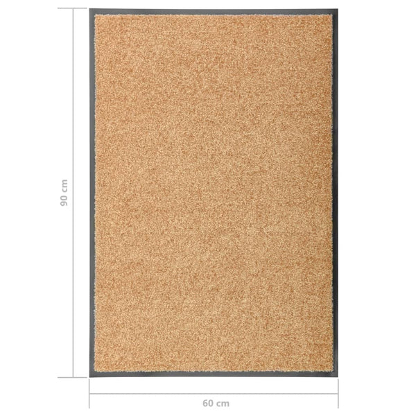 vidaXL Washable Doormat Cream 60x90 cm