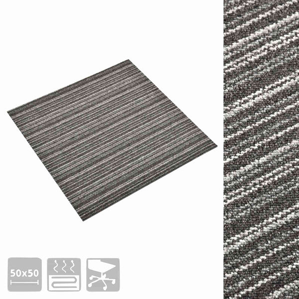 vidaXL Carpet Tiles 20 pcs Striped Anthracite 50 x 50 cm