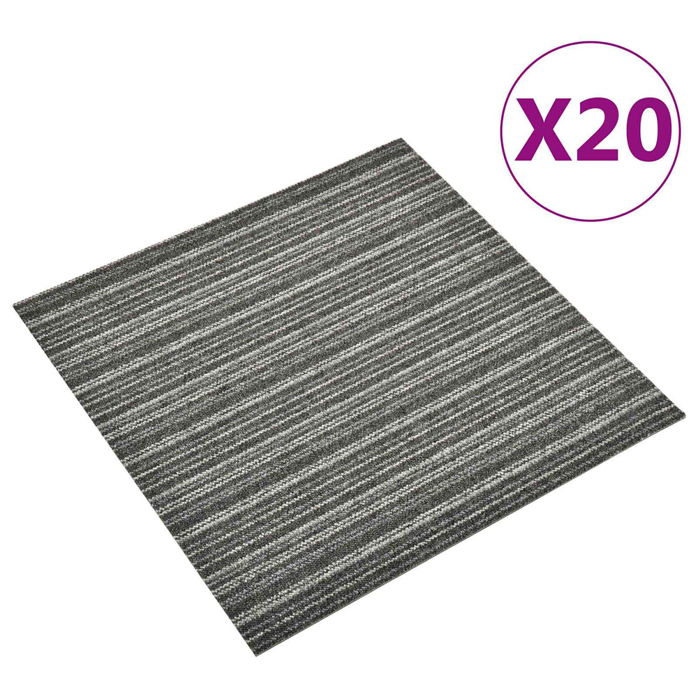 vidaXL Carpet Tiles 20 pcs Striped Anthracite 50 x 50 cm