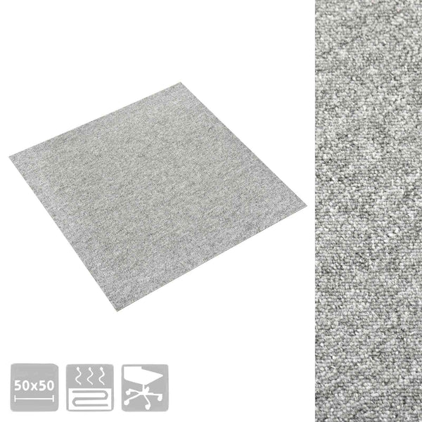 vidaXL Carpet Tiles 20 pcs Light Grey 50 x 50 cm 100% Polypropylene