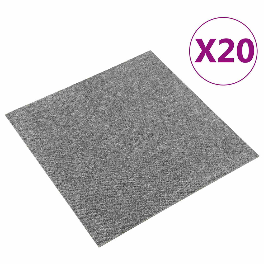 vidaXL Carpet Tiles 20 pcs Grey 50 x 50 cm 100% Polypropylene
