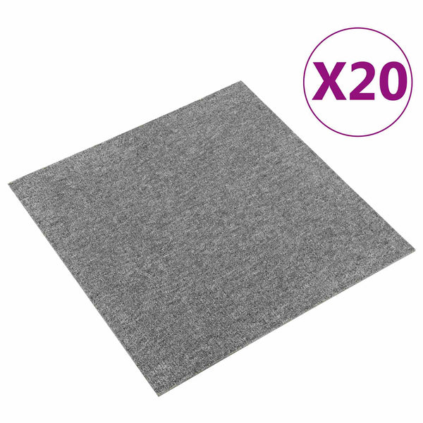 vidaXL Carpet Tiles 20 pcs Grey 50 x 50 cm 100% Polypropylene