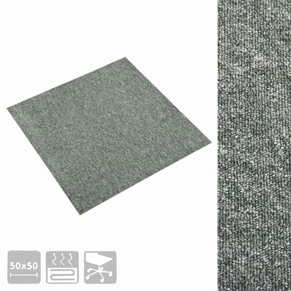 vidaXL Carpet Tiles 20 pcs Green 50 x 50 cm 100% Polypropylene