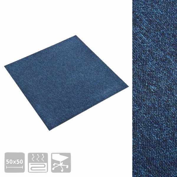 vidaXL Carpet Tiles 20 pcs Dark Blue 50 x 50 cm 100% Polypropylene