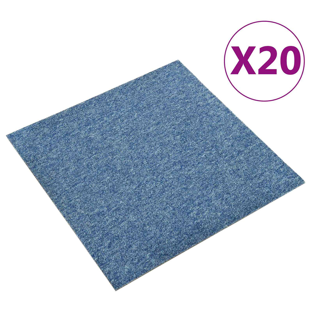 vidaXL Carpet Tiles 20 pcs Blue 50 x 50 cm 100% Polypropylene