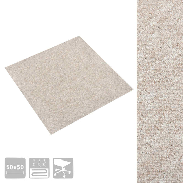 vidaXL Carpet Tiles 20 pcs Light Beige 50 x 50 cm 100% Polypropylene