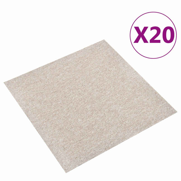 vidaXL Carpet Tiles 20 pcs Light Beige 50 x 50 cm 100% Polypropylene