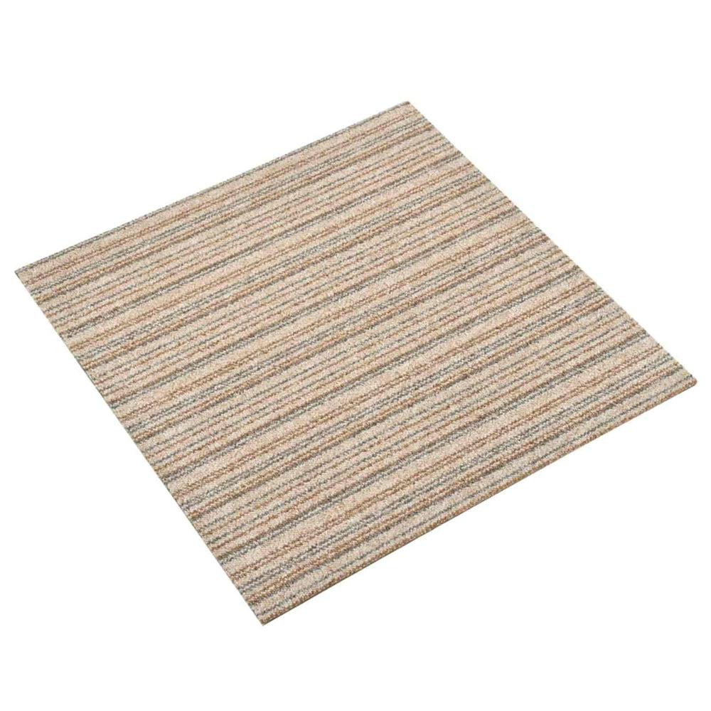 vidaXL Carpet Tiles 20 pcs Striped Beige 50 x 50 cm 100% Polypropylene