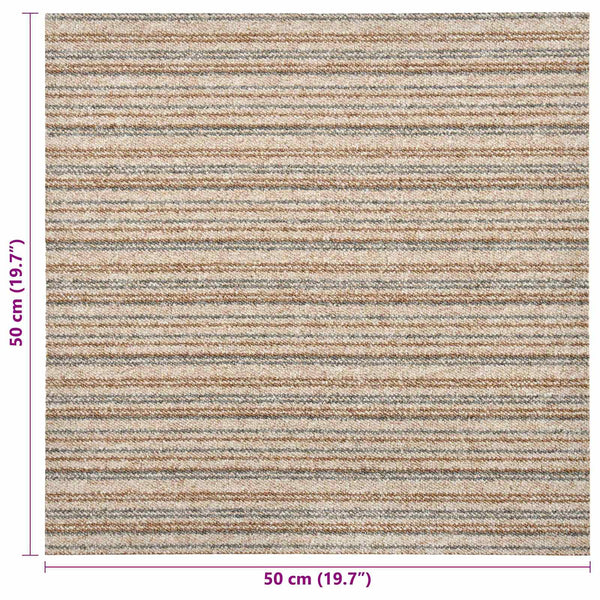 vidaXL Carpet Tiles 20 pcs Striped Beige 50 x 50 cm 100% Polypropylene