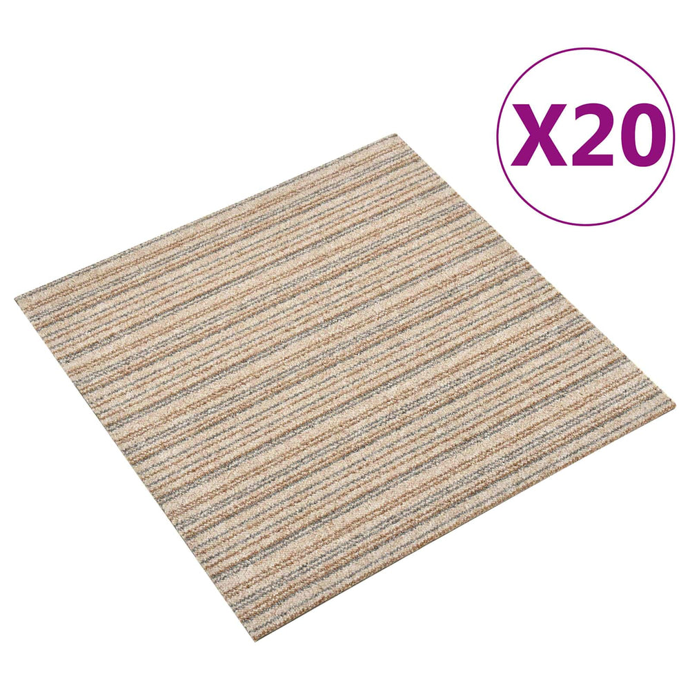 vidaXL Carpet Tiles 20 pcs Striped Beige 50 x 50 cm 100% Polypropylene