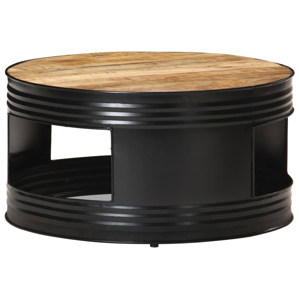 vidaXL Coffee Table Black 68x68x36 cm Rough Solid Mango Wood