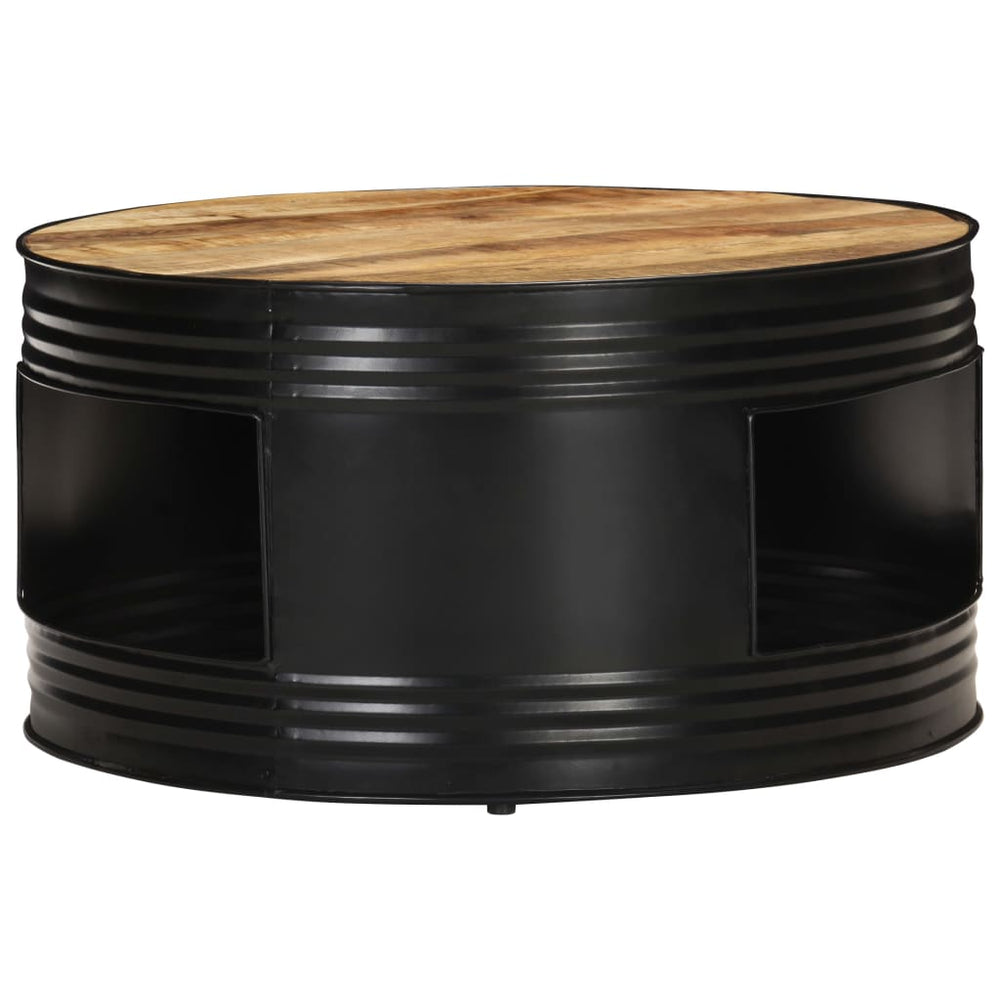 vidaXL Coffee Table Black 68x68x36 cm Rough Solid Mango Wood