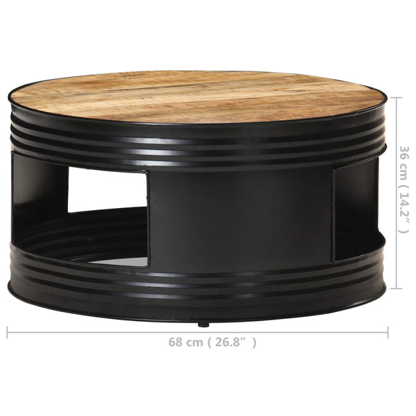 vidaXL Coffee Table Black 68x68x36 cm Rough Solid Mango Wood