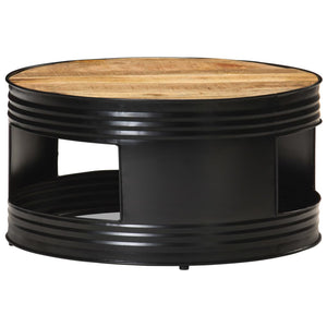 vidaXL Coffee Table Black 68x68x36 cm Rough Solid Mango Wood