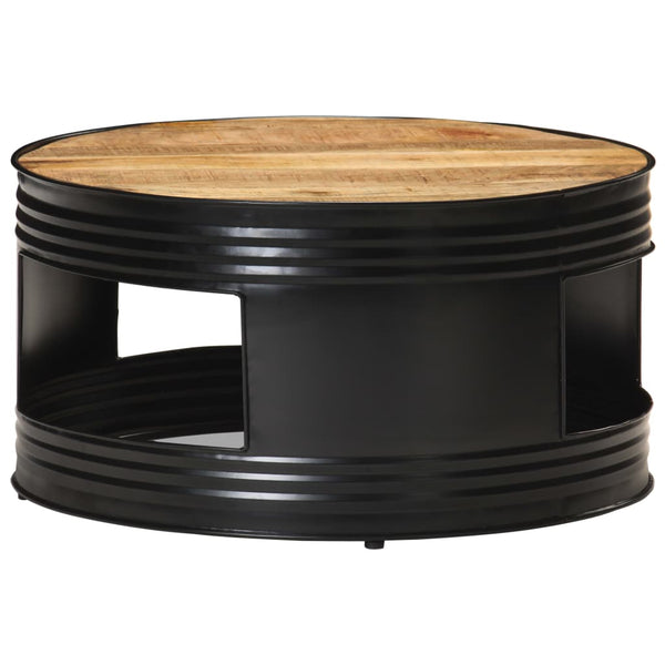 vidaXL Coffee Table Black 68x68x36 cm Rough Solid Mango Wood