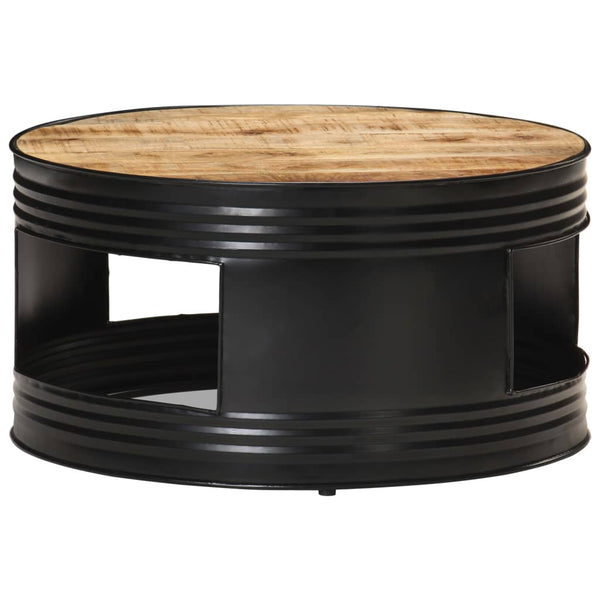 vidaXL Coffee Table Black 68x68x36 cm Rough Solid Mango Wood