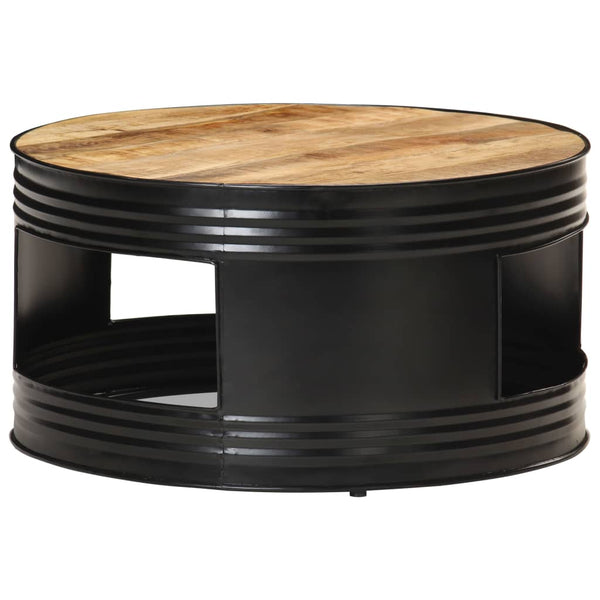vidaXL Coffee Table Black 68x68x36 cm Rough Solid Mango Wood