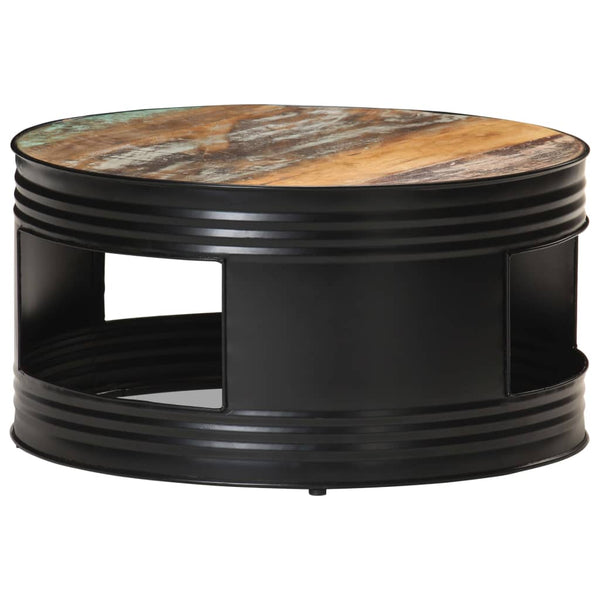 vidaXL Coffee Table Black 68x68x36 cm Solid Reclaimed Wood