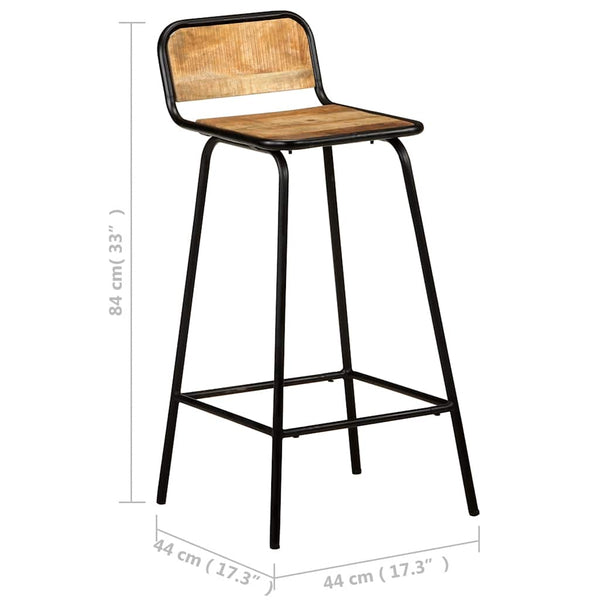 vidaXL Bar Stools 2 pcs Solid Mango Wood