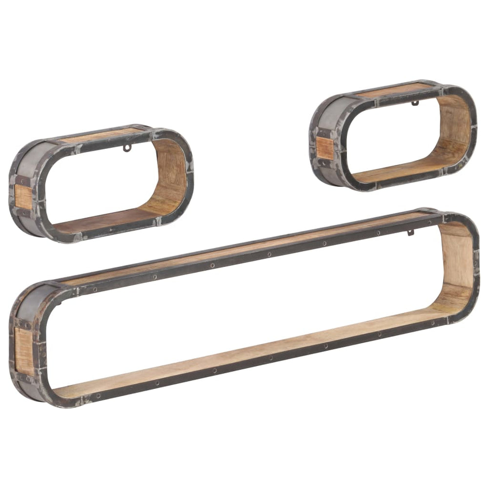 vidaXL 3-Piece Wall Shelf Set Solid Mango Wood