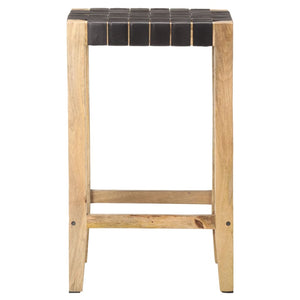 vidaXL Bar Stools 2 pcs Black Genuine Leather 75 cm