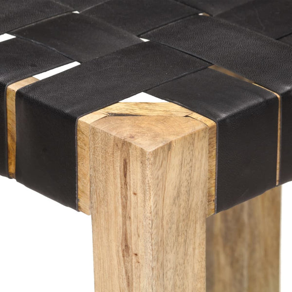 vidaXL Bar Stools 2 pcs Black Genuine Leather 75 cm