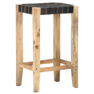 vidaXL Bar Stools 2 pcs Black Genuine Leather 75 cm
