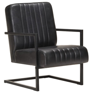 vidaXL Cantilever Chair Black Genuine Leather
