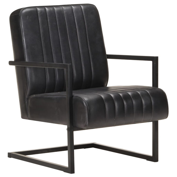 vidaXL Cantilever Chair Black Genuine Leather