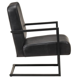 vidaXL Cantilever Chair Black Genuine Leather