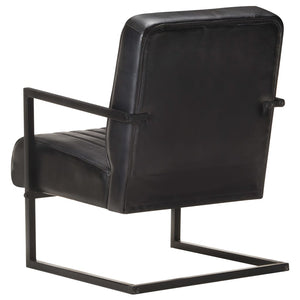 vidaXL Cantilever Chair Black Genuine Leather