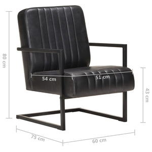 vidaXL Cantilever Chair Black Genuine Leather