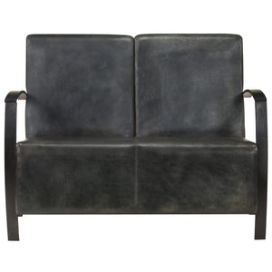 vidaXL 2-Seater Sofa Grey Genuine Leather